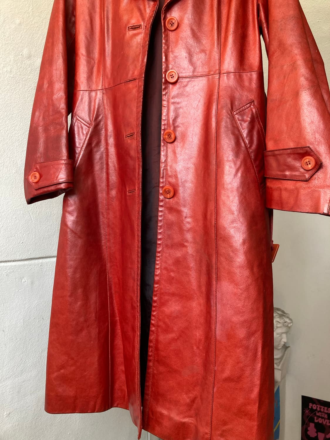 리얼 레더 버건디 브릭 코트 상품이미지3