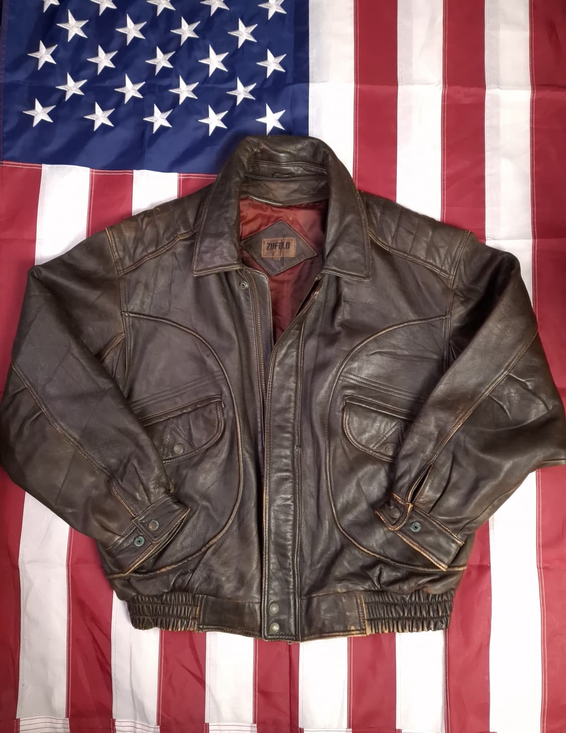 90's 일본판 ZUFLOLO 리얼레더 봄버 자켓 상품이미지1