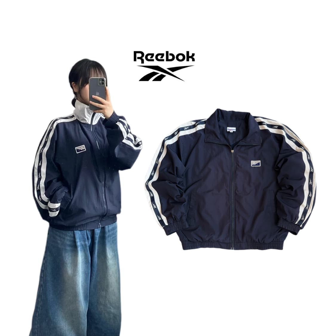 리복 90s 빅로고 올드스쿨 오버핏 바람막이 자켓 상품이미지1