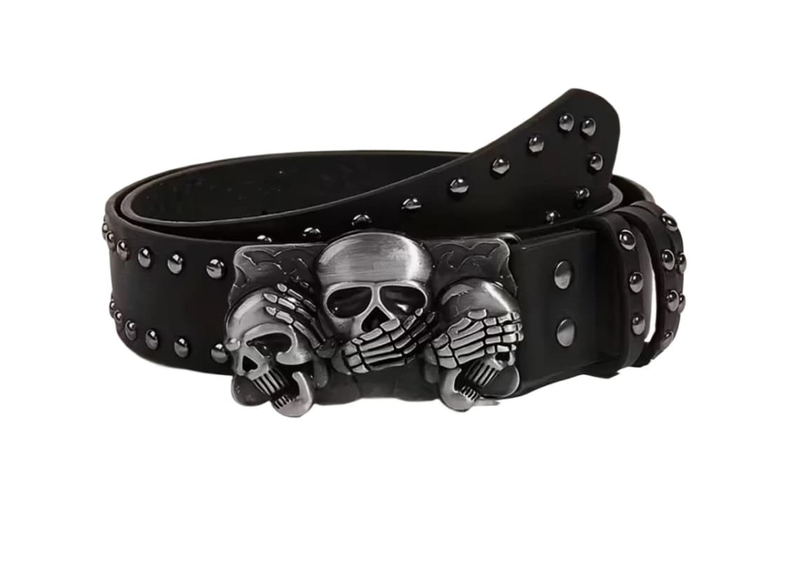 y2k 펑크 블랙 스컬 해골 벨트 상품이미지1