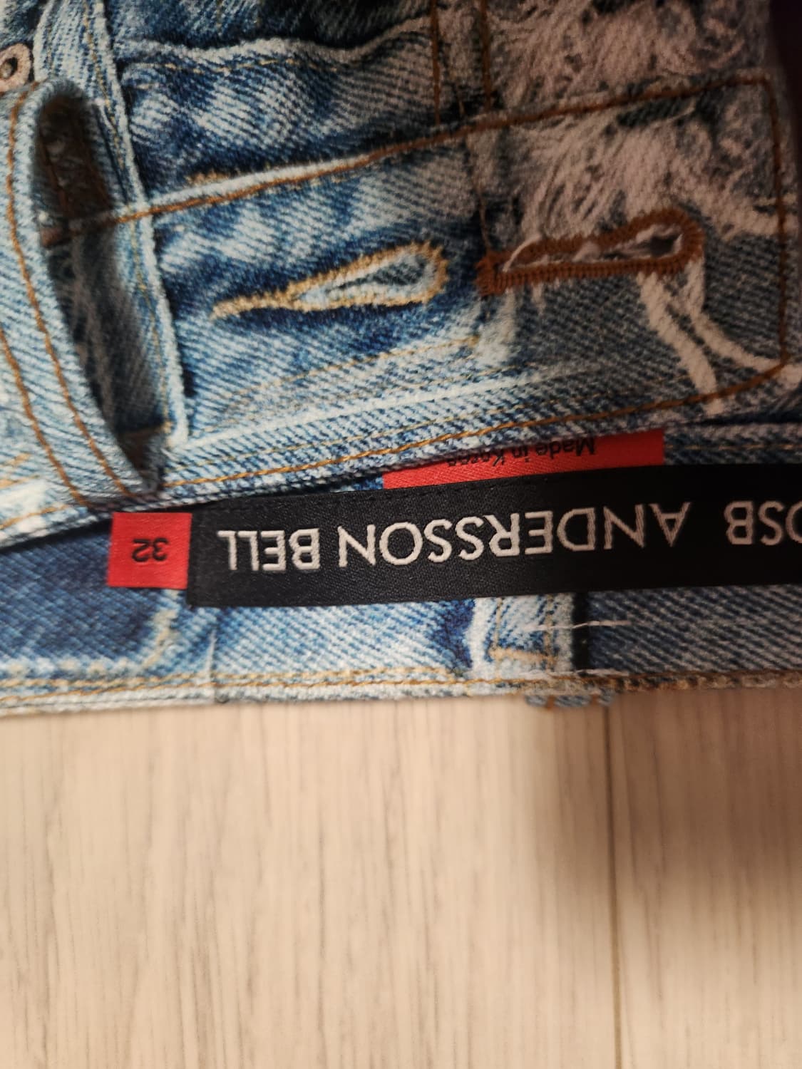 앤더슨벨  포우데님 스크래치 레더  프린티드 카고 팬츠 상품이미지9