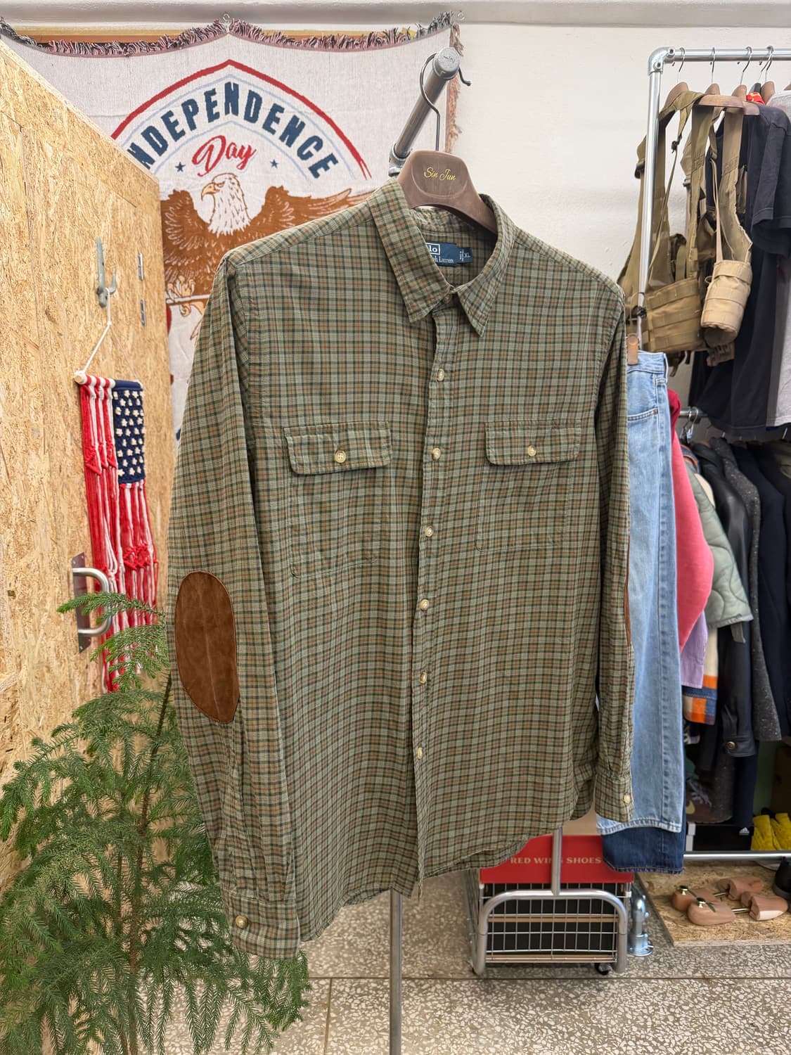 폴로 엘보패치 체크 셔츠 상품이미지1