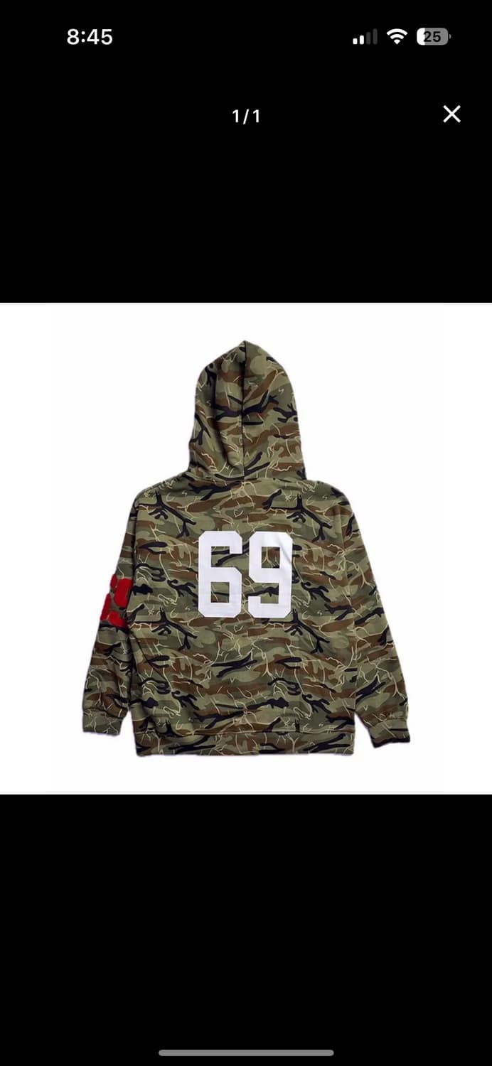 빈티지  y2k 밀러터리 오버핏 69 레터링 카모 후드집업 상품이미지1