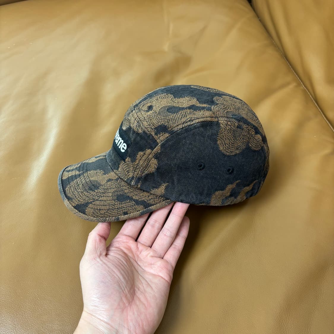 슈프림 캠프캡 모자 박스로고 플레임 자카드 데님 브라운 상품이미지4