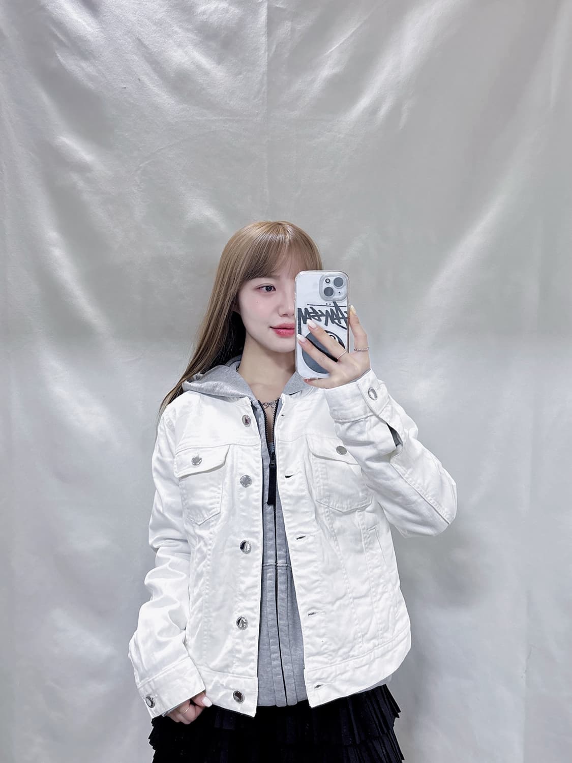 폴로 랄프로렌 화이트 논카라 데님 자켓  상품이미지1