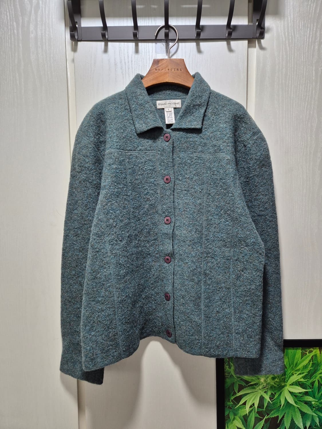 (세일)VTG.에반피콘 압축울 블루 그린 자켓 상품이미지1