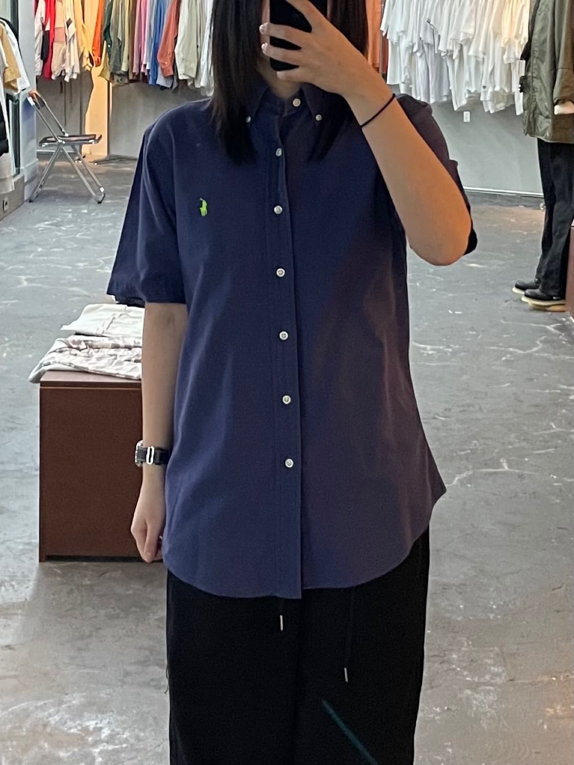 폴로 랄프로렌 솔리드 퍼플 반팔 셔츠 H1489 상품이미지1