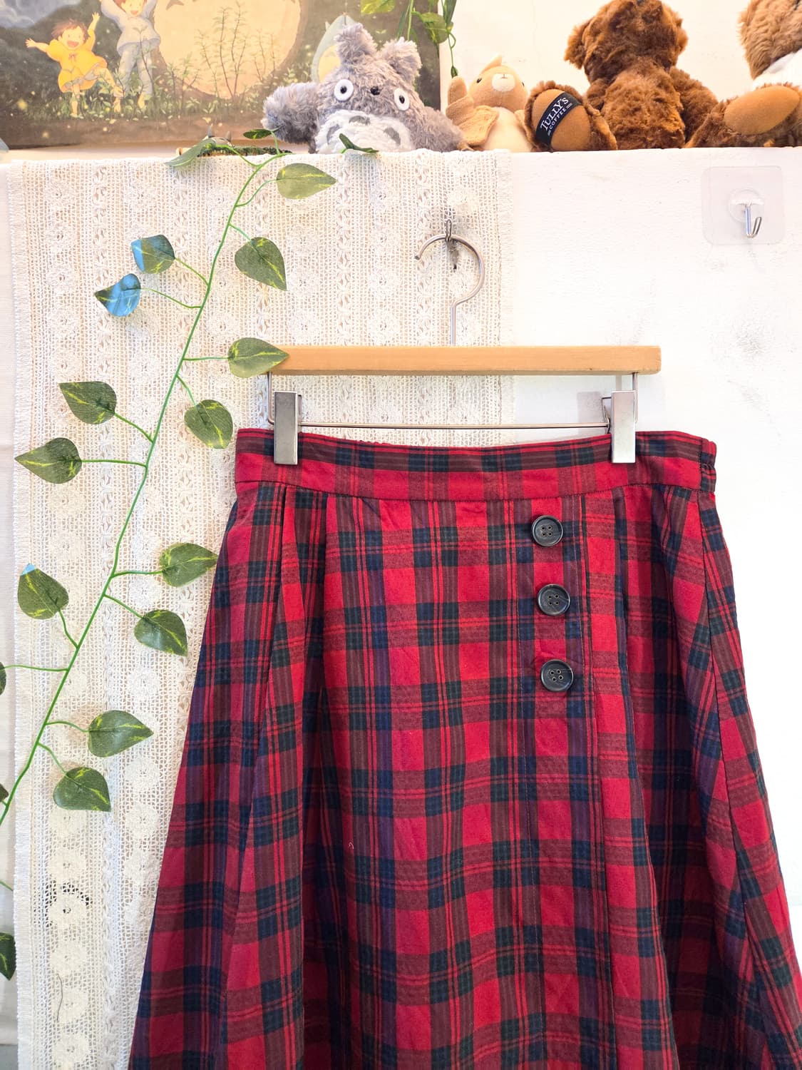 레드 체크 롱스커트 상품이미지2