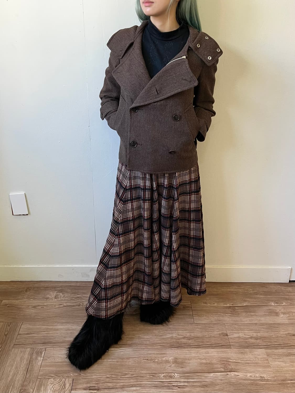 zucca 헤링본 더블 코트 상품이미지6