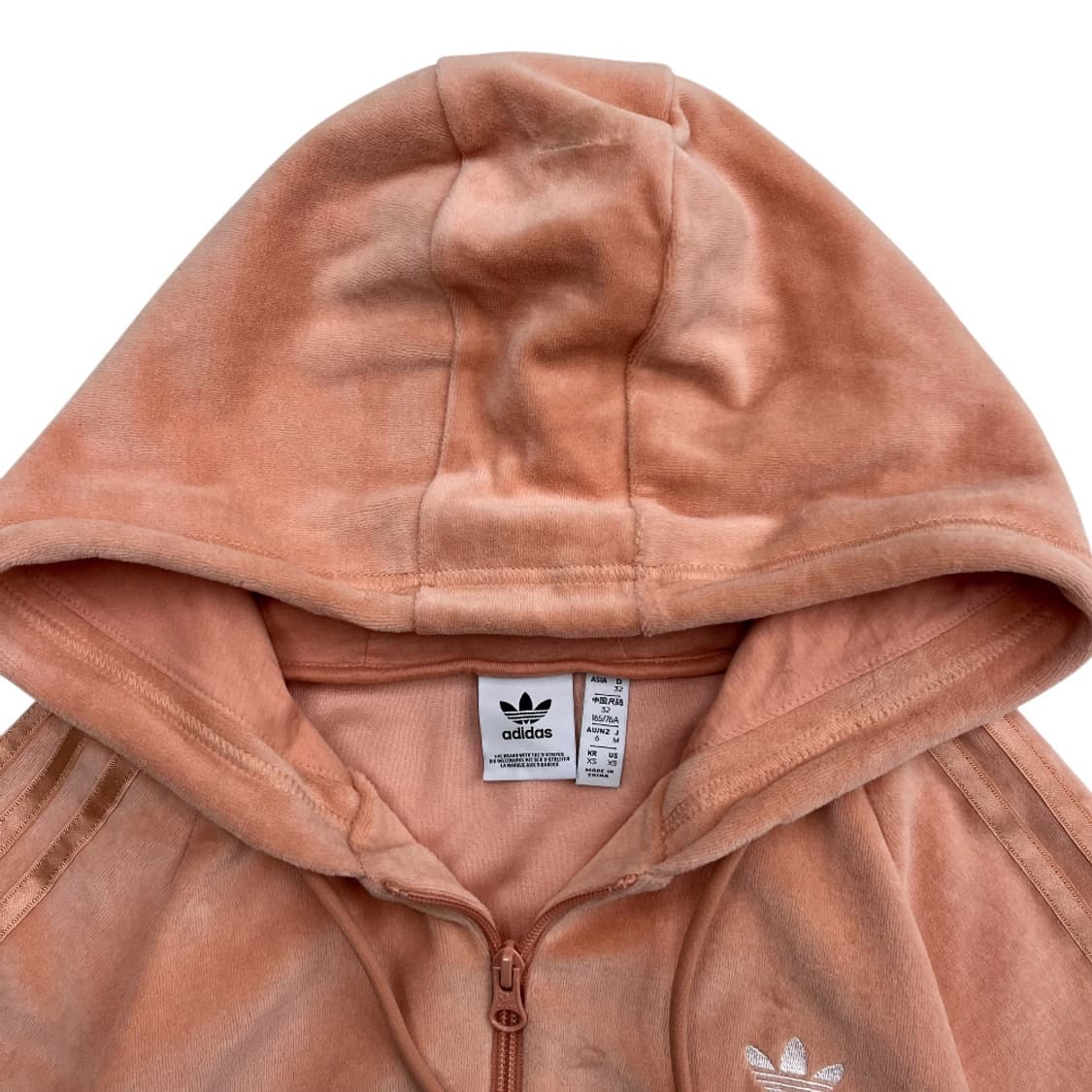 아디다스 미니로고 코랄 벨벳 크롭 후드집업 XS 상품이미지6