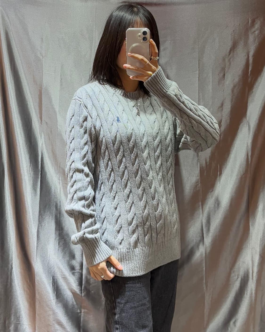 M 폴로랄프로렌 그레이 케이블 니트 상품이미지1