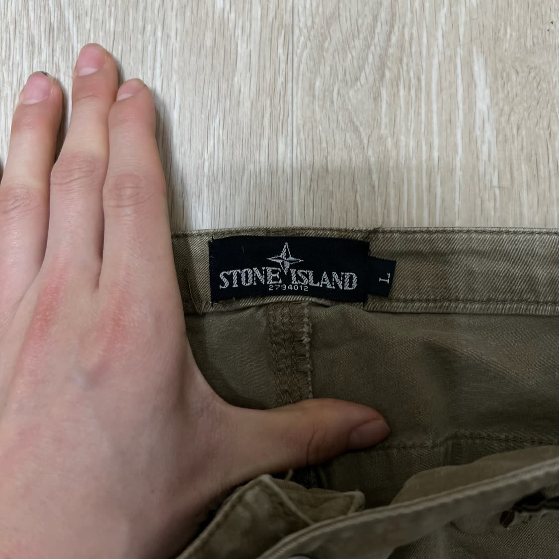 스톤아일랜드 로고 와펜 데미지 면바지 워크팬츠 L/100  상품이미지5