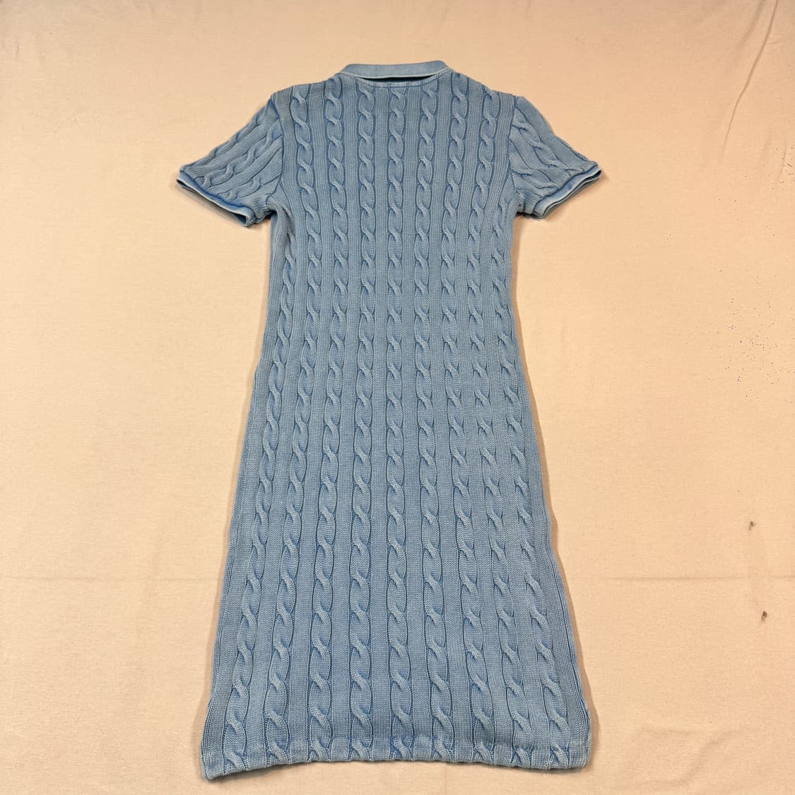 L) 폴로 랄프로렌 가먼트다이 케이블 니트 원피스 하늘색 상품이미지5