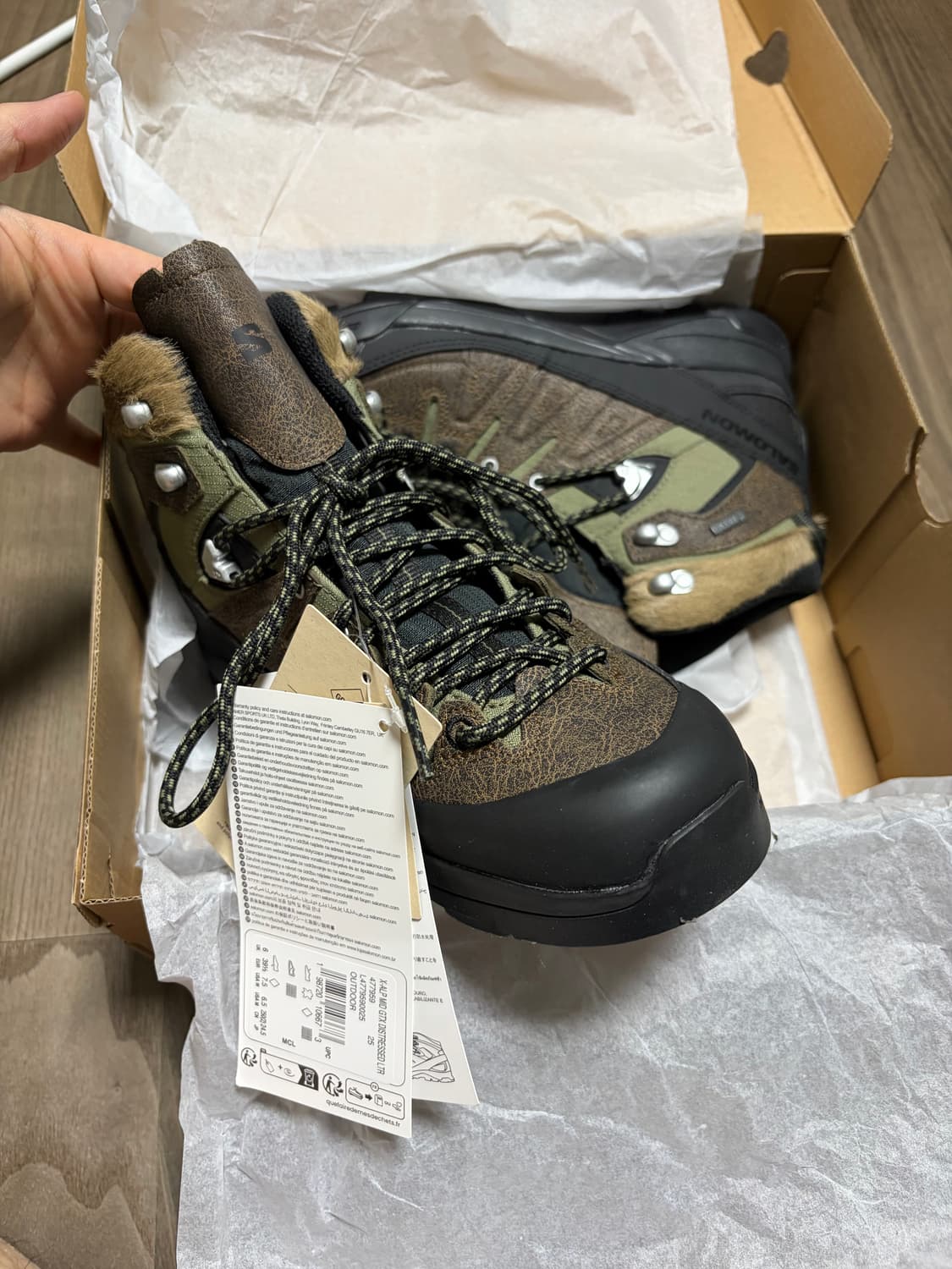 살로몬 카키 x-alp 디스트레스 가죽 고어텍스 부츠 상품이미지3