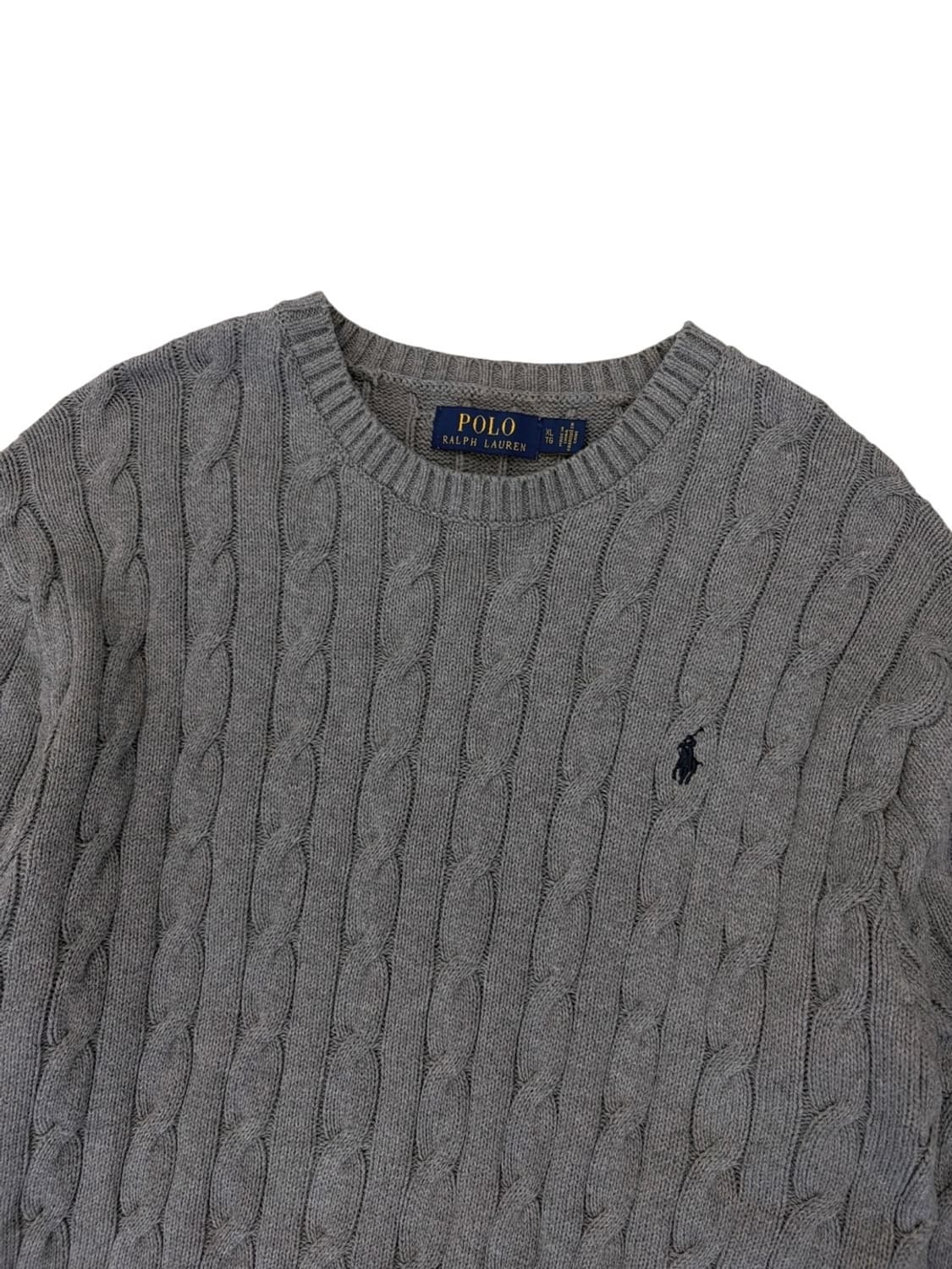 폴로 케이블 꽈배기 라운드넥 니트 웜그레이 (XL) 상품이미지2