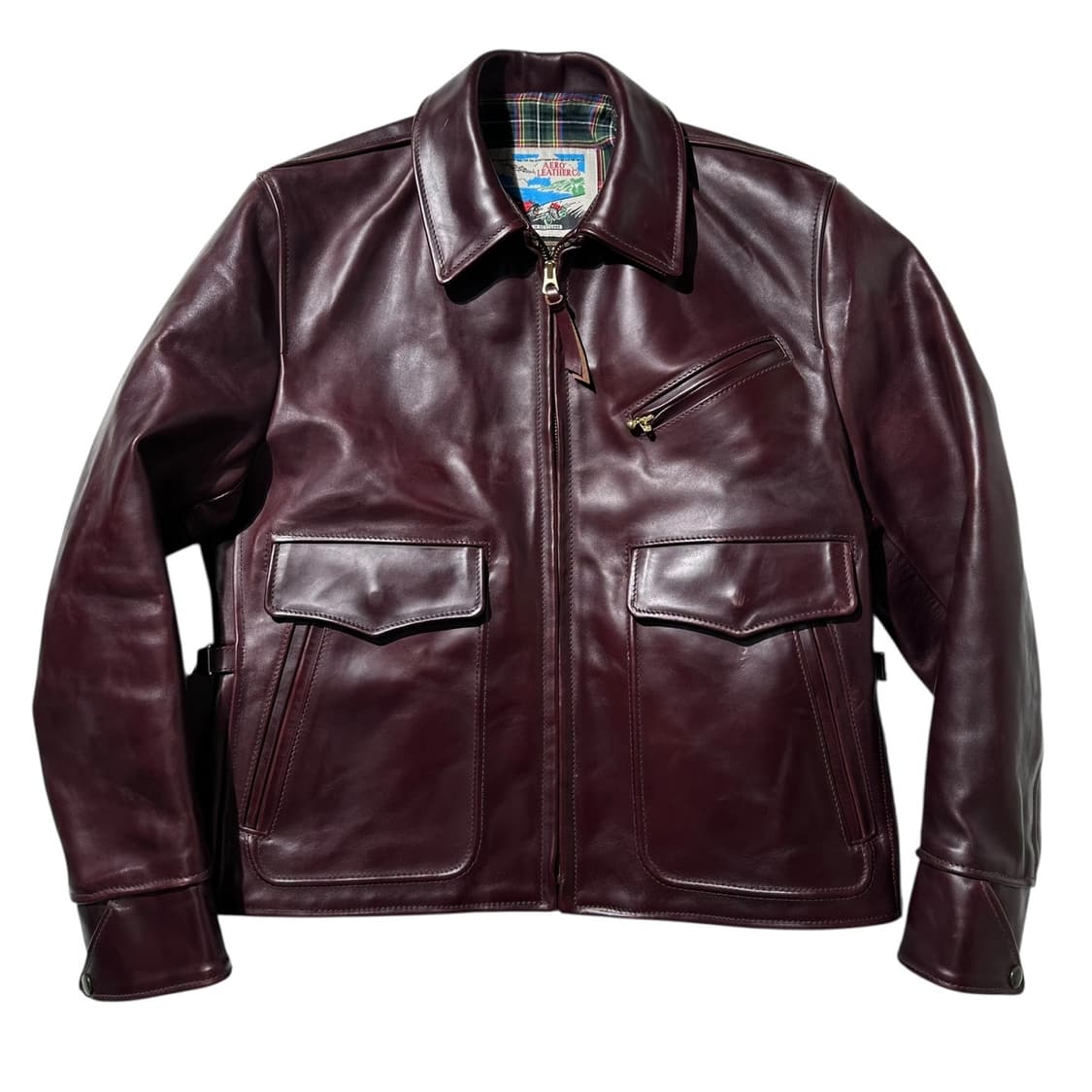 에어로 레더 홀스하이드 하프 벨티드 디럭스 싱글 자켓 상품이미지1