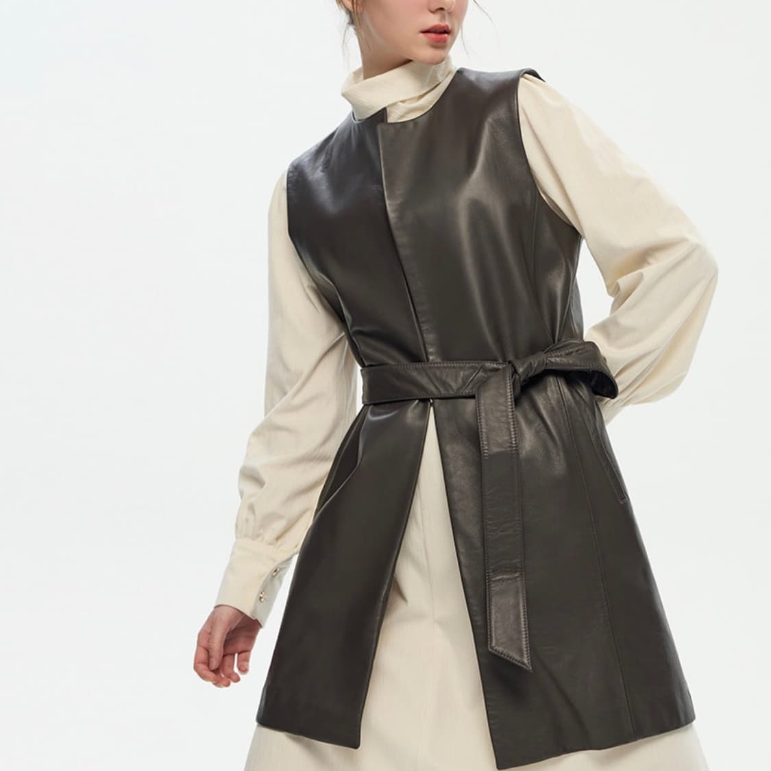 로보 ROBO 이태리 램스킨 롱 베스트 [새상품] 상품이미지1