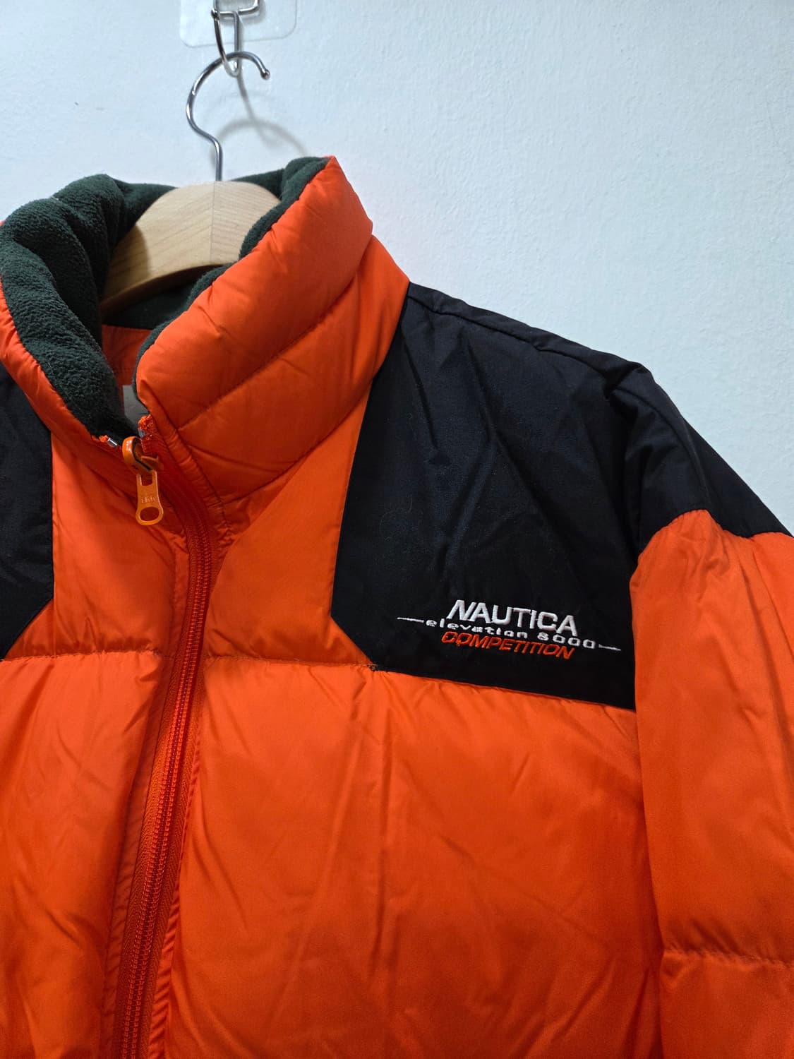 Nautica 오렌지/블랙패치 다운  패딩 점퍼 M Y2K 상품이미지3