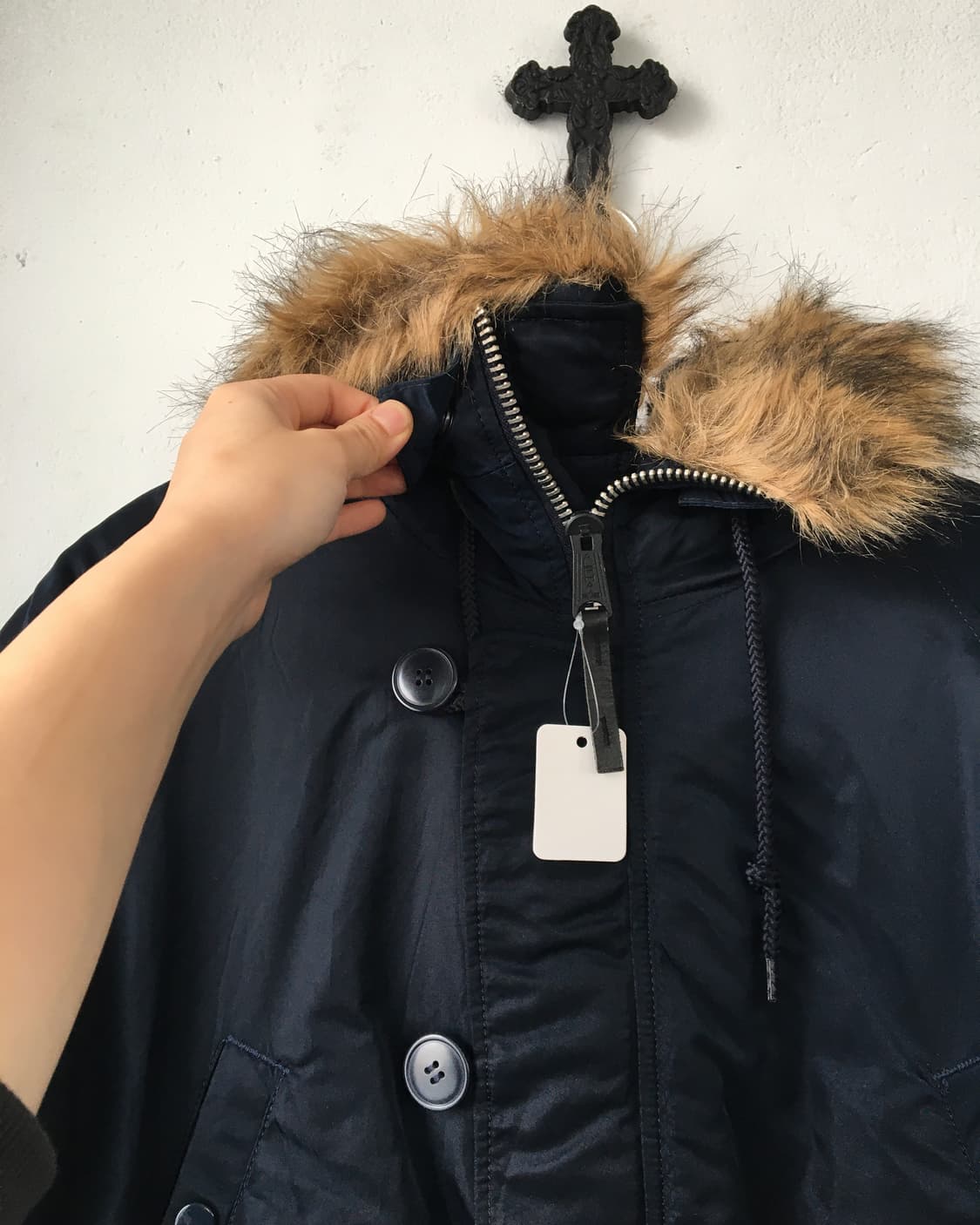 Alpha inderstries navy fake fur hood jum 상품이미지6