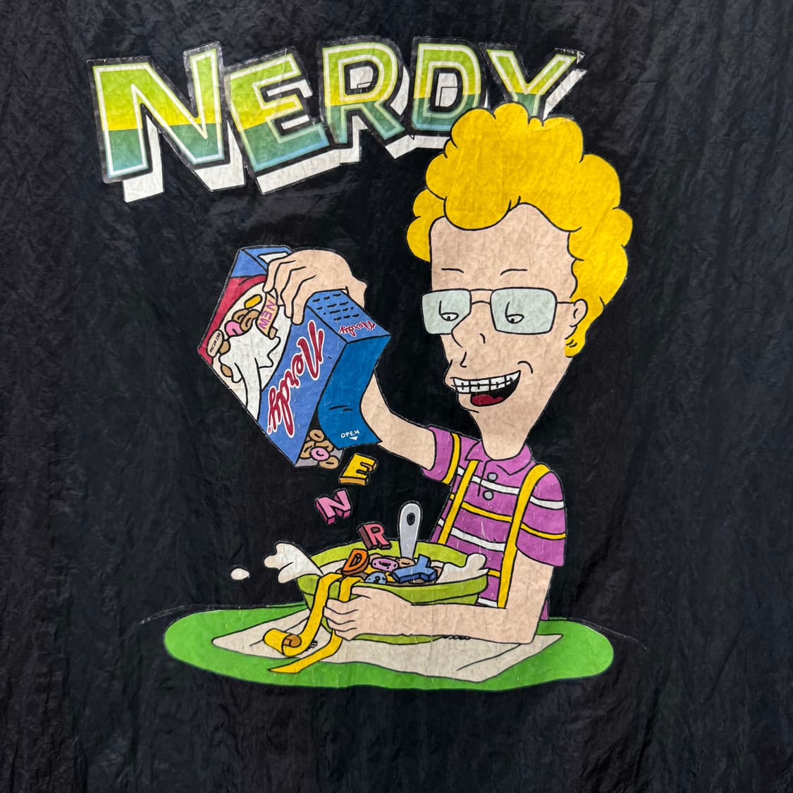 널디 리버시블 봄버 바시티자켓 후면 프린팅 포인트 레드 블랙 상품이미지8