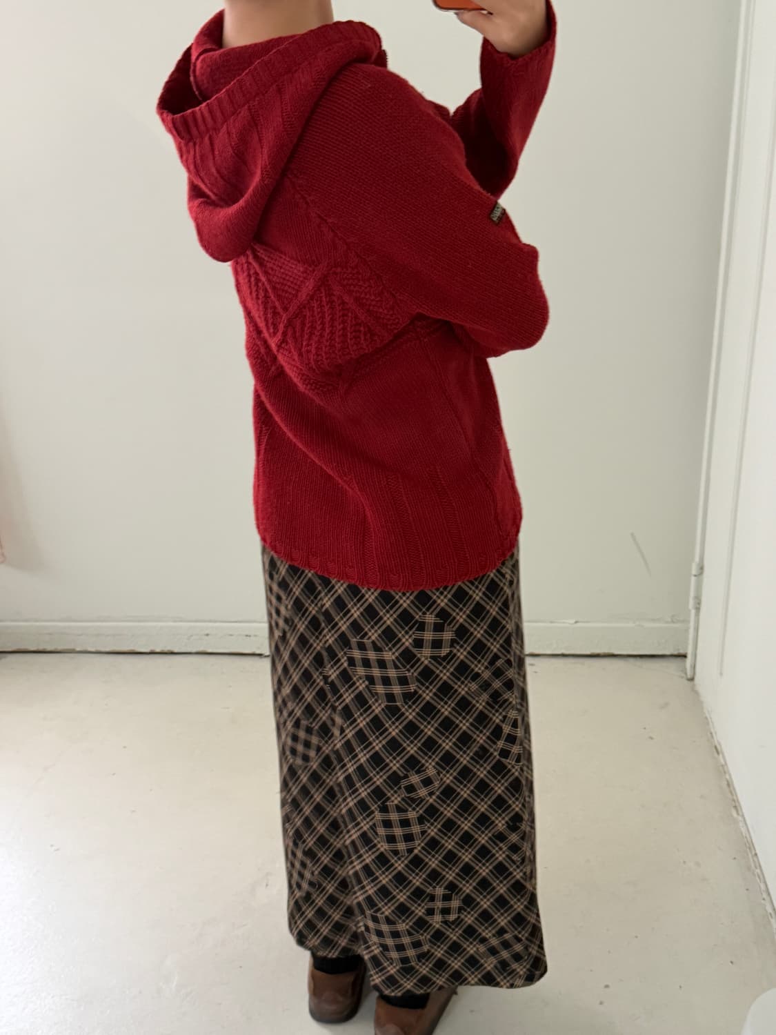 이태리 브릭레드 후드집업 니트 스웨터 상품이미지4