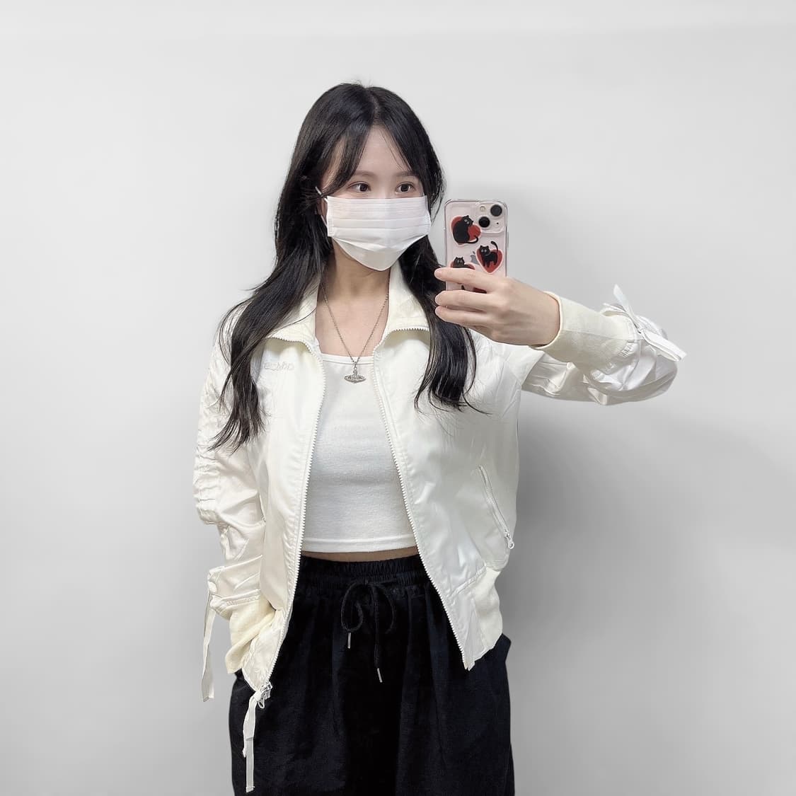 아디다스 셔링 바람막이 자켓 화이트 상품이미지1