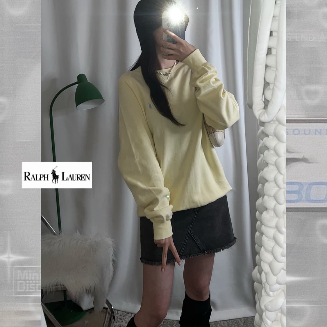 폴로 랄프로렌 오버핏 노란색 맨투맨 상품이미지2