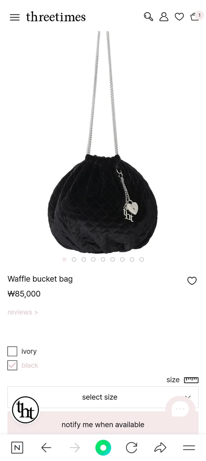 (새상품) 쓰리타임즈 와플 버킷백 상품이미지1