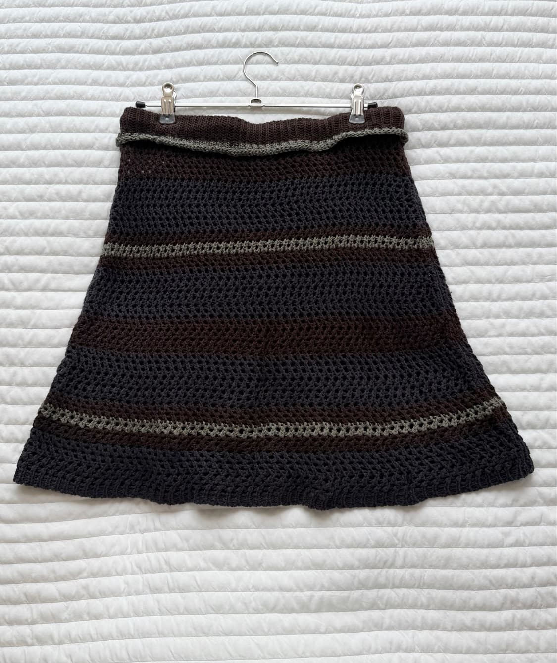 코이세이오 STRIPE LAYERED KNIT SKIRT BROWN 상품이미지4