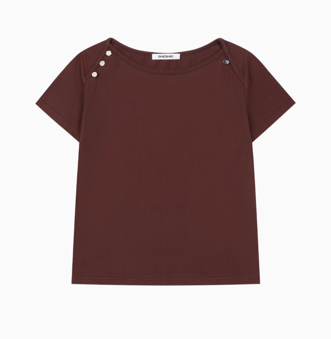 오헤시오 DOT BUTTON T-SHIRT, BURGUNDY 상품이미지1