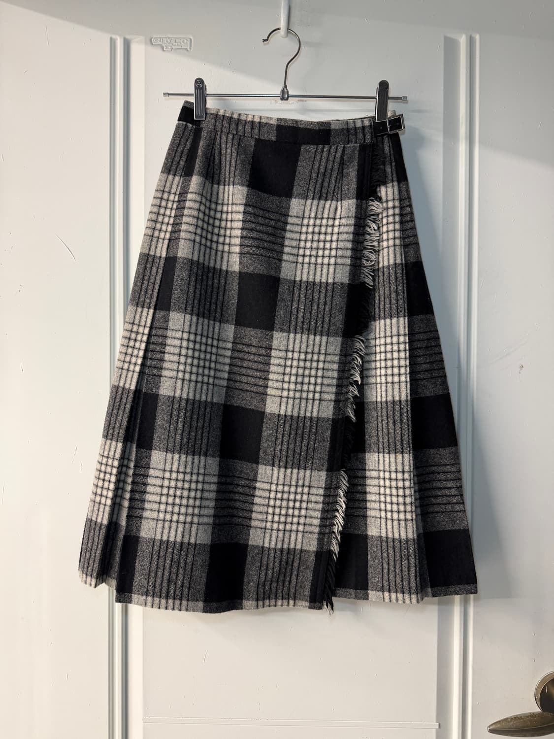 일본빈티지 체크 플리츠 울 미디스커트 상품이미지5