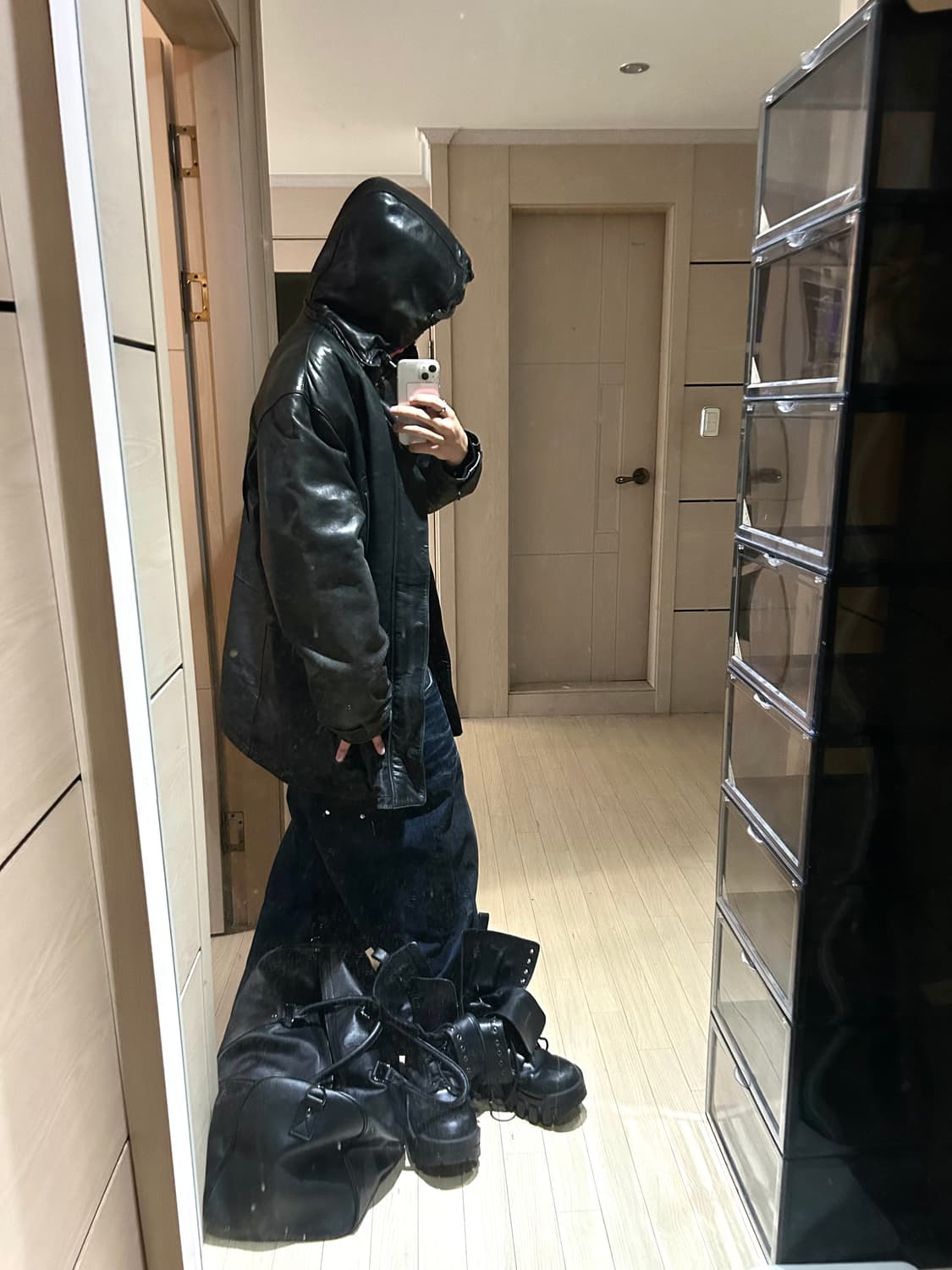 Sheep Skin Fireman Leather Coat Jacket 상품이미지9