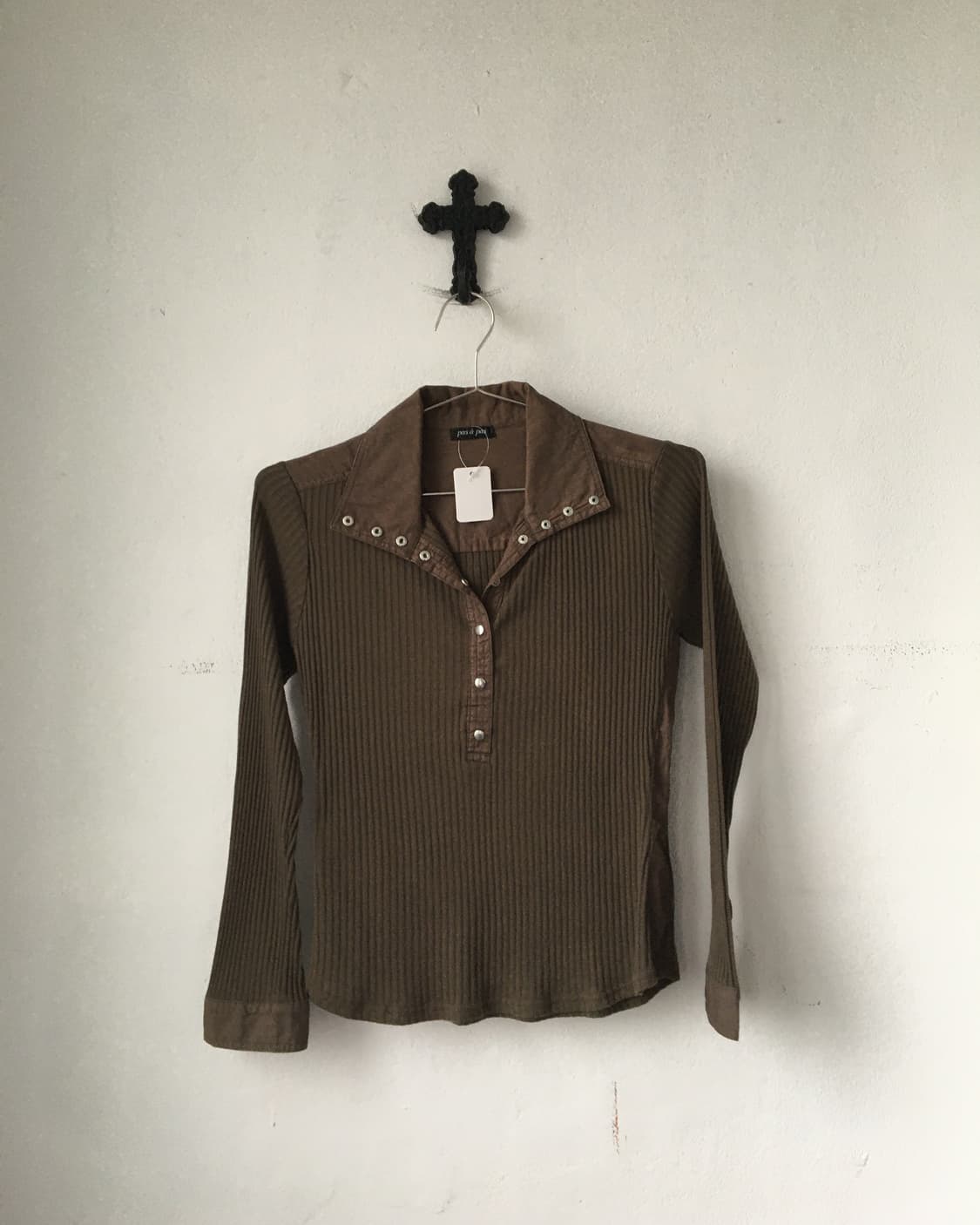 High neck shirt ribbed sleeve 상품이미지1