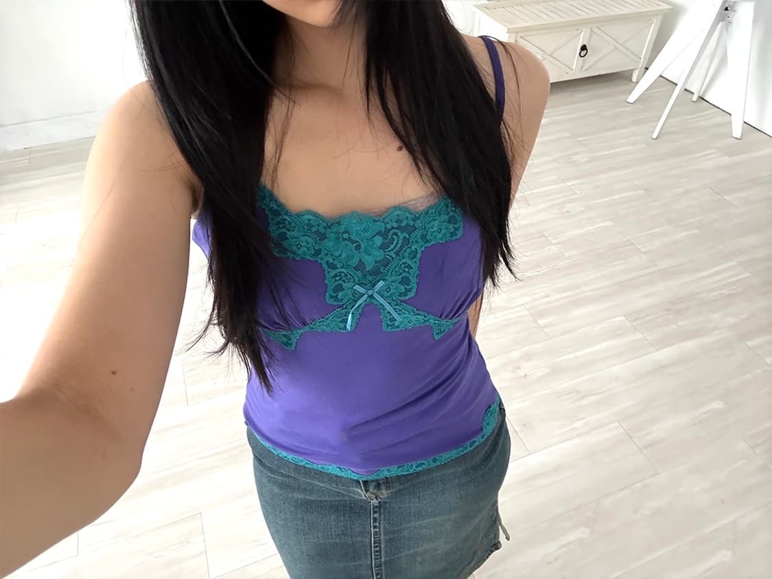 Teal Blue Lace point Purple Sleeveless 상품이미지2