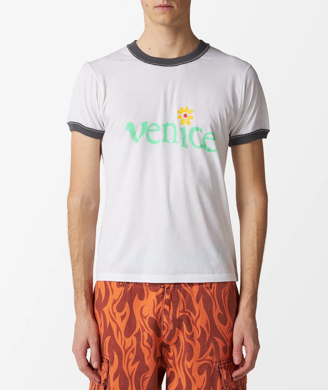 [L] ERL Venice 링거 티셔츠 화이트 상품이미지1