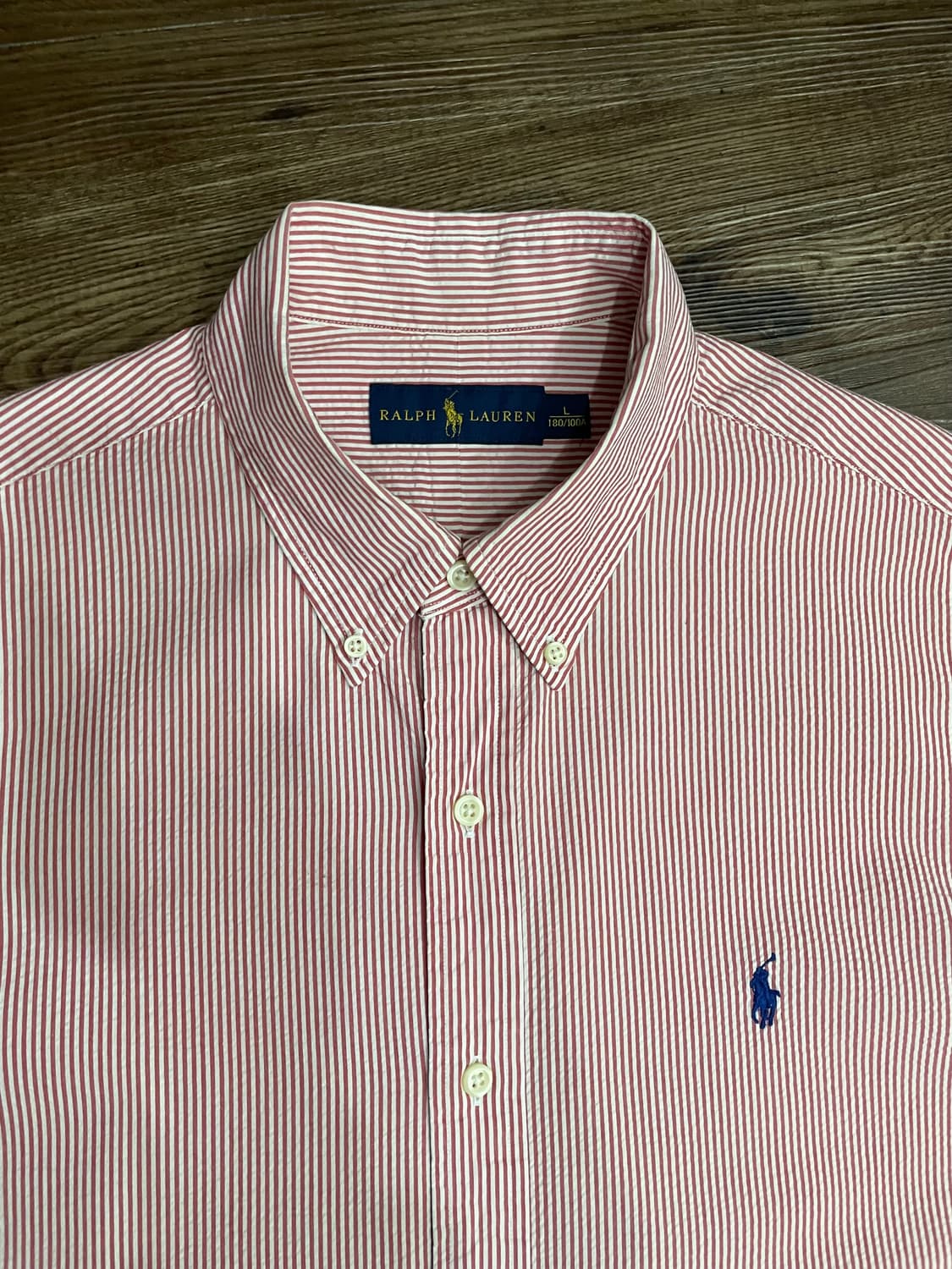 폴로 시어서커 레드 스트라이프 반팔 셔츠 상품이미지2