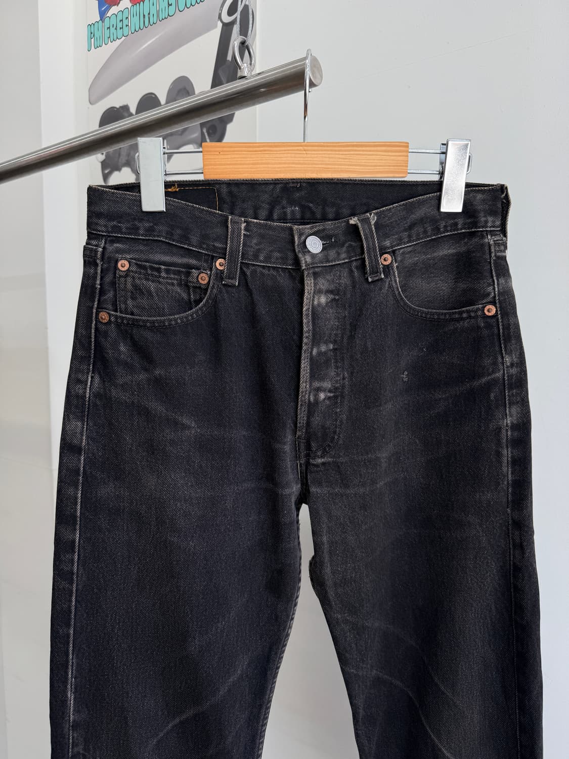 90's LEVIS 501 (Made in USA) 흑청 데님 팬츠  상품이미지2