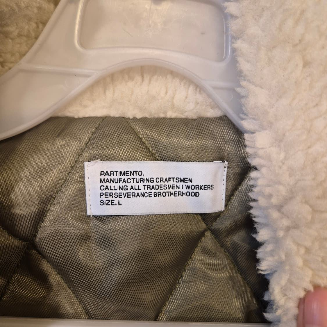 L(착샷잇음) 카키 면 양털배색자켓  상품이미지5