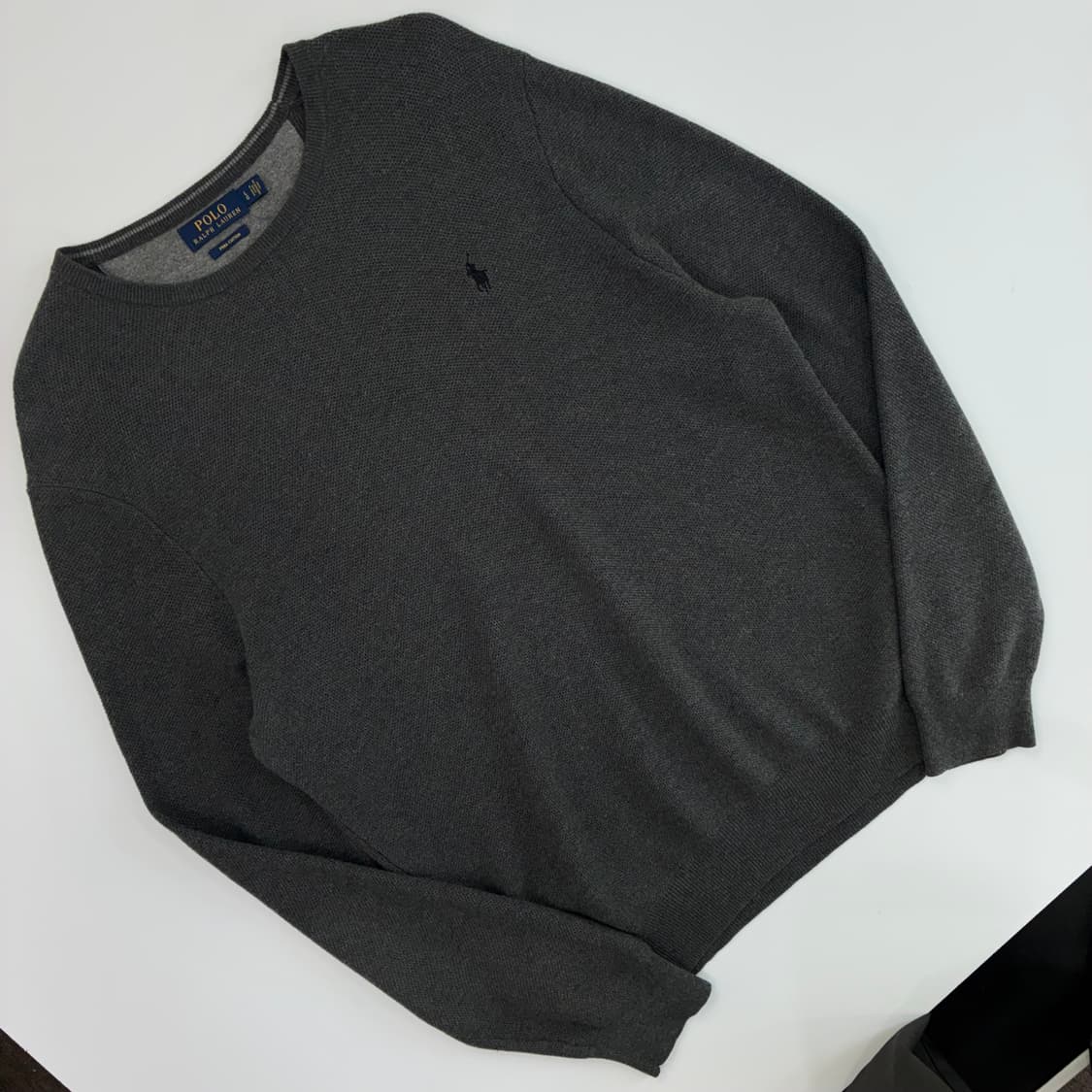 Polo  폴로 랄프로렌 자수 피마코튼 차콜 니트  상품이미지2