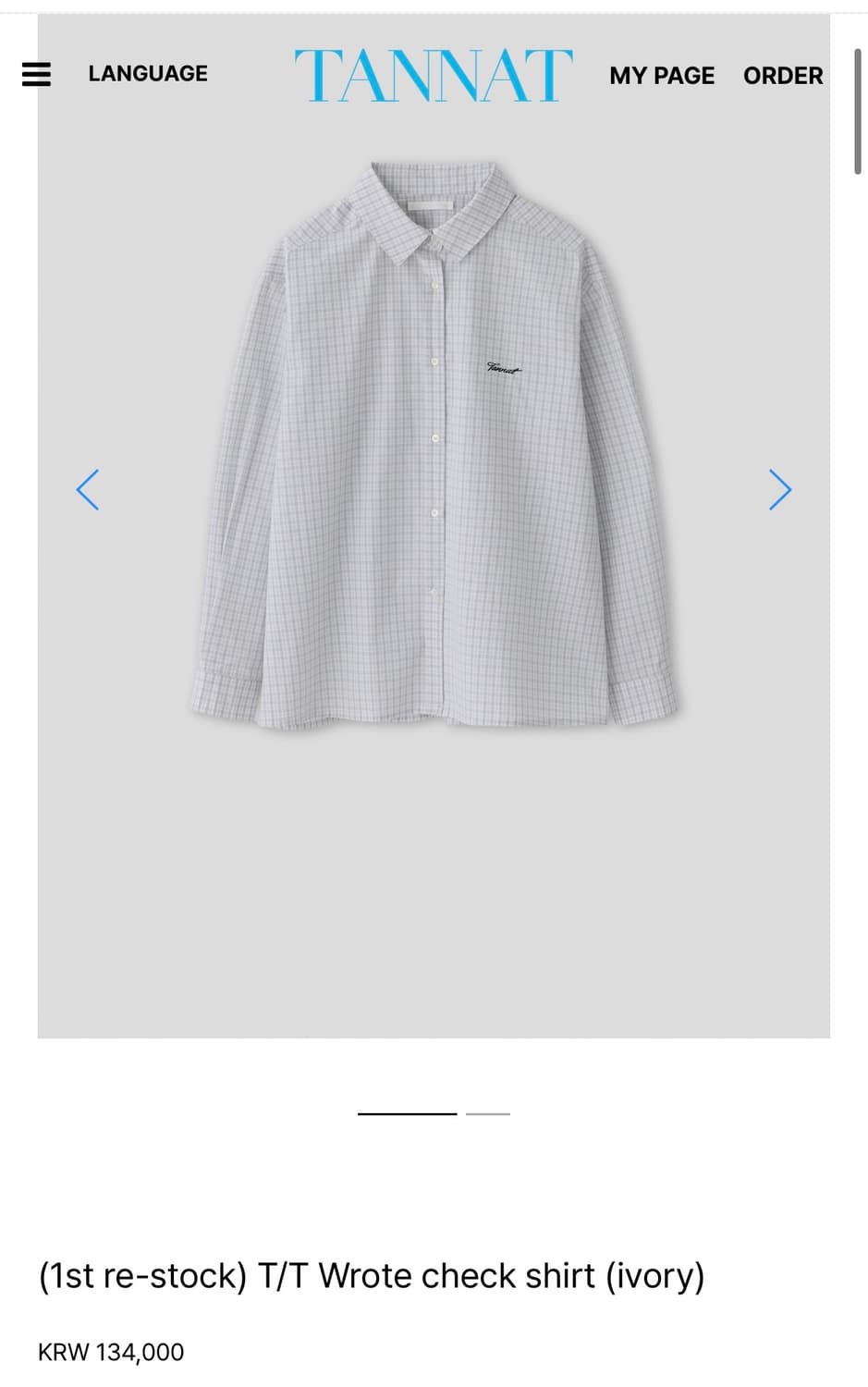 타낫 wrote check shirt 아이보리 상품이미지2