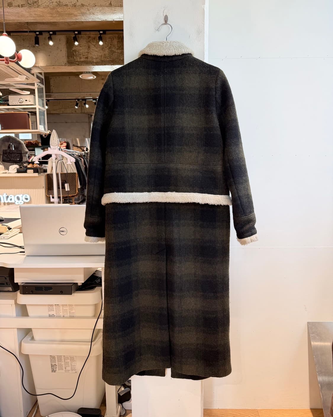 mm6 카키 체크패턴 롱 코트  상품이미지7