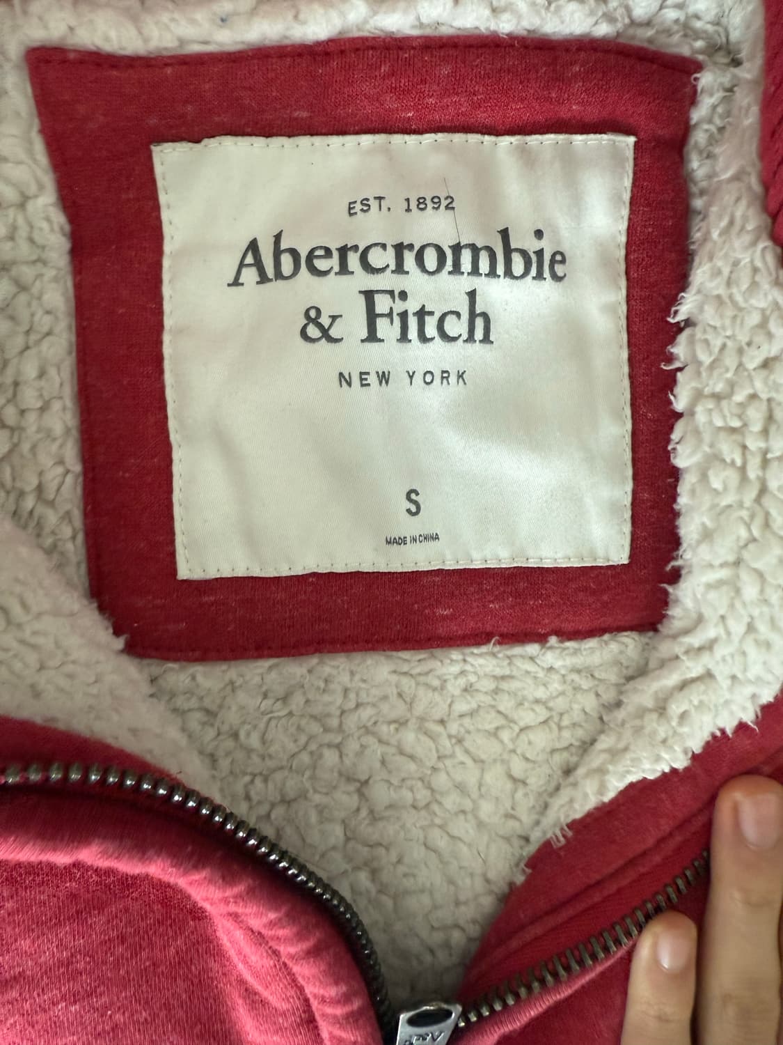 아베크롬비 레드 후드집업 양털 상품이미지2