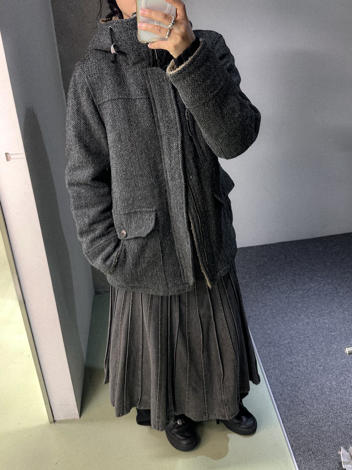 harris tweed wool zip hooded coat 상품이미지2