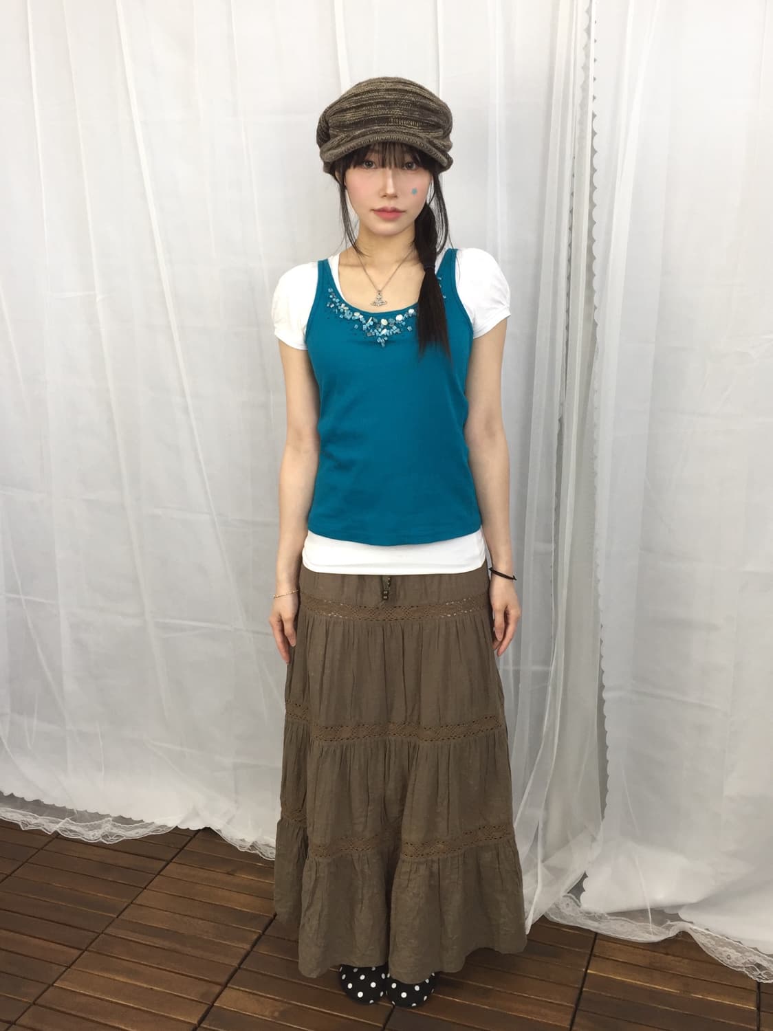 Jpn Turquoise Beaded & Shell Sleeveless 상품이미지2
