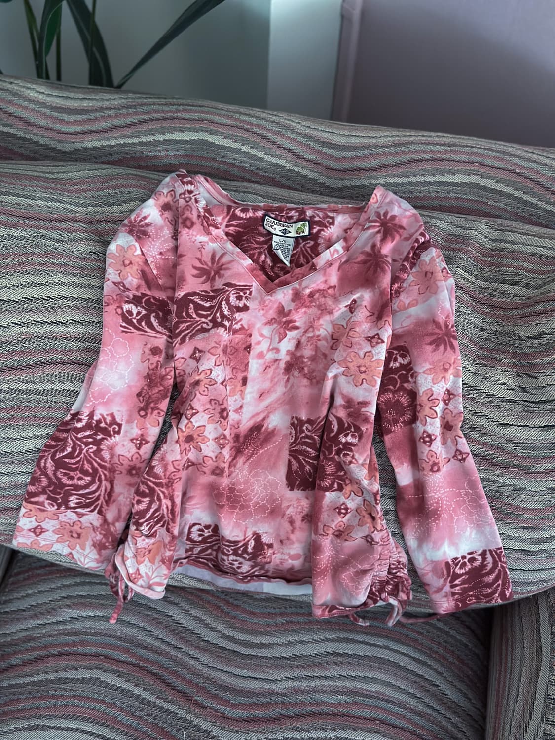 Tie-dye V-neck Shirred T-shirt 0188 상품이미지5