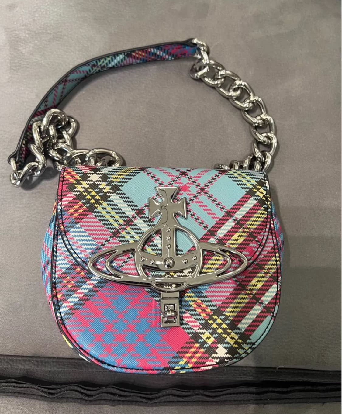 비비안웨스트우드 아카이브 orb 은장 체크 숄더백 상품이미지1