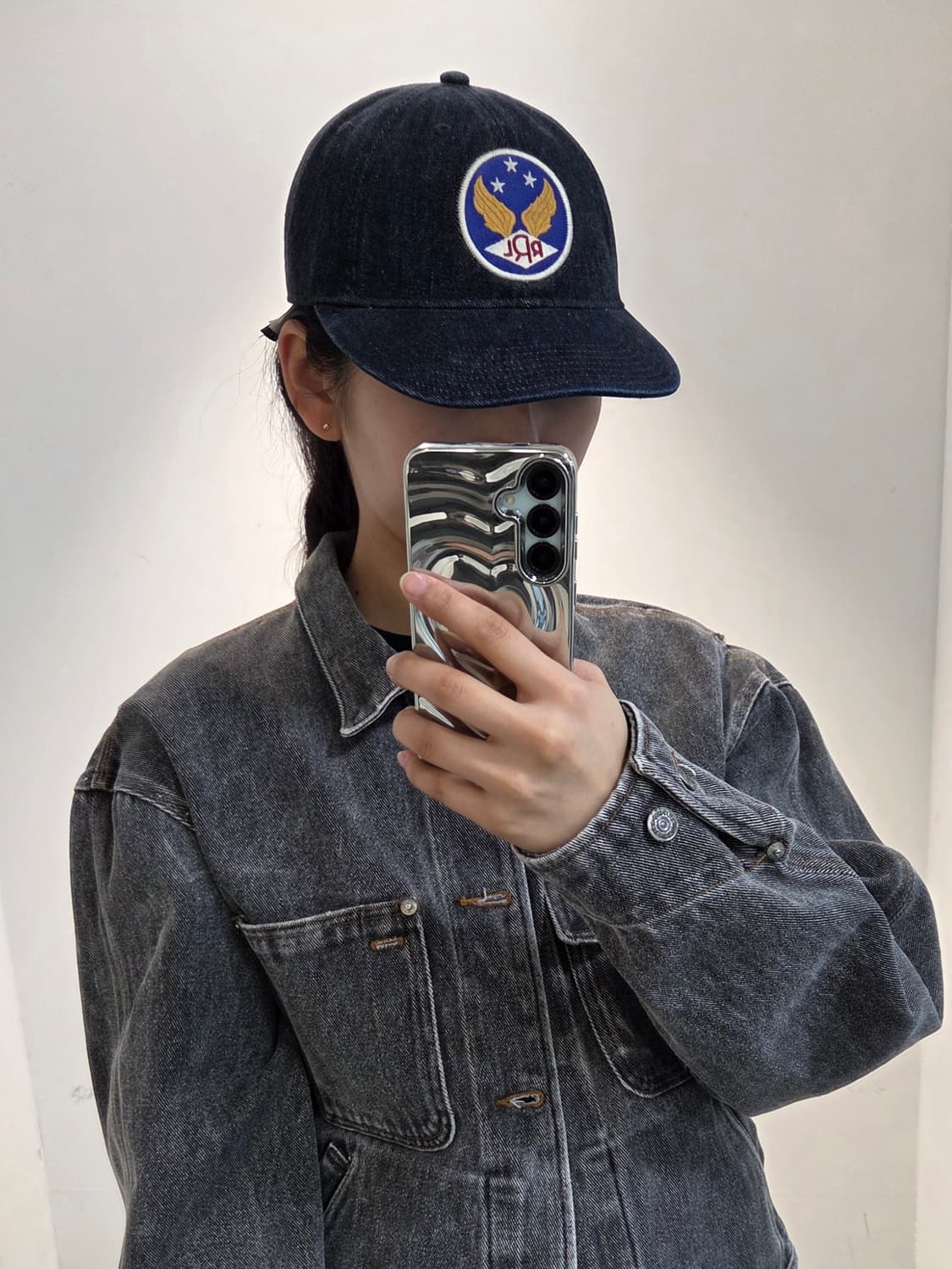 RRL 윙 로고 가먼트 다이드 볼캡 데님린스 상품이미지5