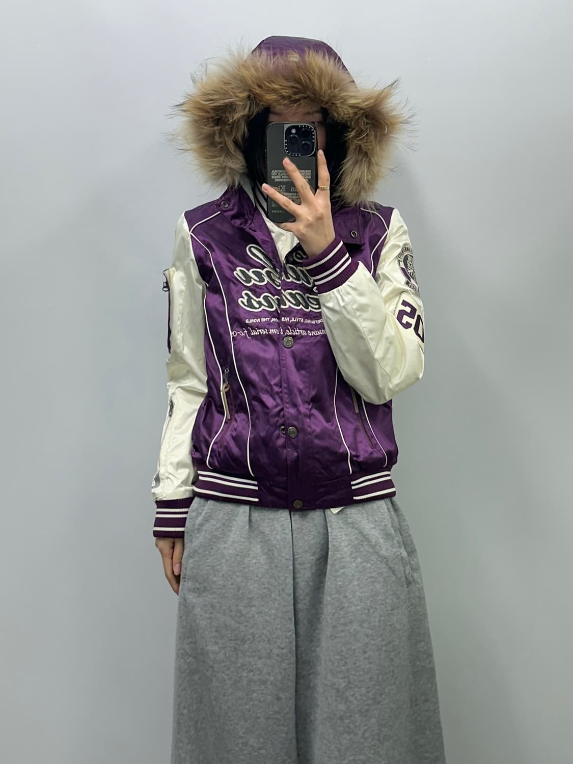 Fubu 후부 y2k 와투케 울프죠 세틴 퍼 점퍼 상품이미지2