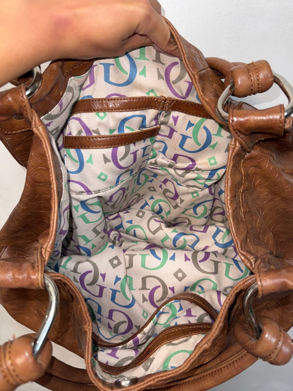 Guess brown leather logo shoulder bag 상품이미지6