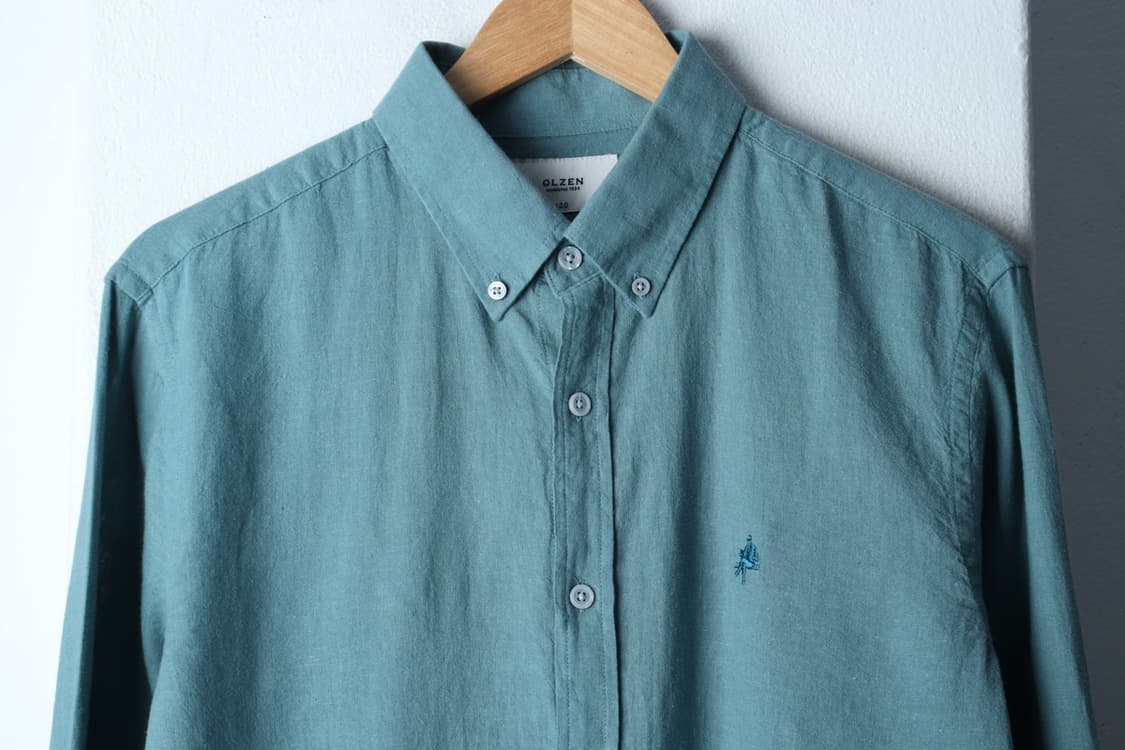 (L-XL) 올젠 셔츠 남방 연블루 무지 린넨 마-H32348 상품이미지3